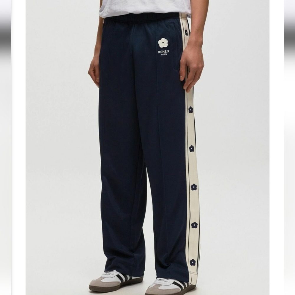 Kenzo Paris Seasonal Track Straight Leg Mens Pants In Midnight Blue Size Medium